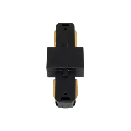 GLOBOSTAR® EUROTRACK-1PH  Μονοφασικός Σύνδεσμος I Επέκτασης Ράγας 2 Καλωδίων 1L+1N για Σύστημα Ράγας Eurotrack-1PH AC 220-240V IP20 - Μαύρο Ματ - Μ9.3 x Π3.5 x Υ1.6cm