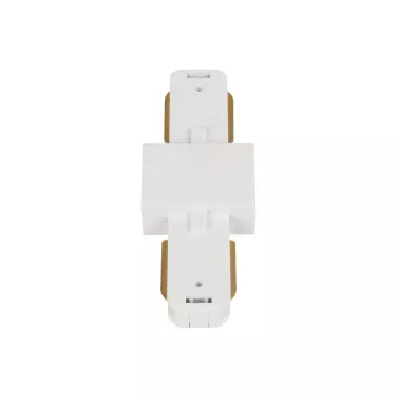 GLOBOSTAR® EUROTRACK-1PH  Μονοφασικός Σύνδεσμος Ι Επέκτασης Ράγας 2 Καλωδίων 1L+1N για Σύστημα Ράγας Eurotrack-1PH AC 220-240V IP20 - Λευκό Ματ - Μ9.3 x Π3.5 x Υ1.6cm