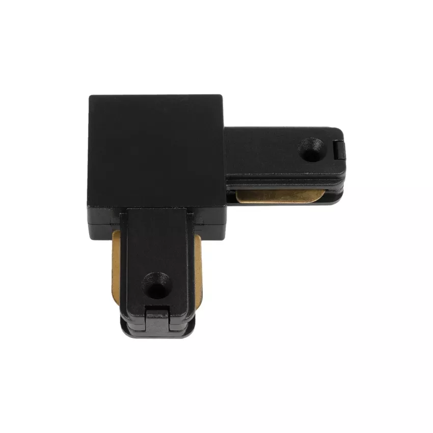 GLOBOSTAR® EUROTRACK-1PH  Μονοφασικός Σύνδεσμος Γ Ράγας 2 Καλωδίων 1L+1N για Σύστημα Ράγας Eurotrack-1PH AC 220-240V IP20 - Μαύρο Ματ - Μ6.5 x Π6.5 x Υ1.6cm