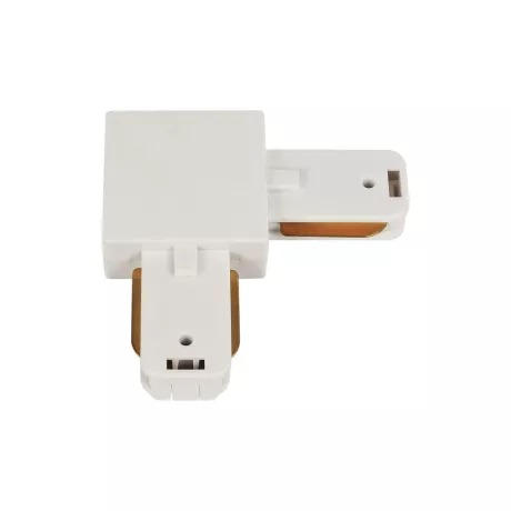 GLOBOSTAR® EUROTRACK-1PH  Μονοφασικός Σύνδεσμος Γ Ράγας 2 Καλωδίων 1L+1N για Σύστημα Ράγας Eurotrack-1PH AC 220-240V IP20 - Λευκό Ματ - Μ6.5 x Π6.5 x Υ1.6cm