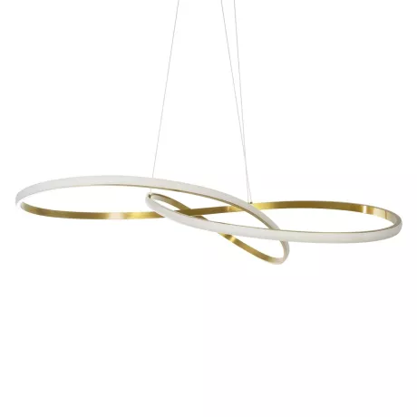 GLOBOSTAR® DEXTER  Μοντέρνο Κρεμαστό Φωτιστικό Οροφής LED 120W 13440lm 300° AC 220-240V IP20 Ρυθμιζόμενο Λευκό CCT με Χειριστήριο από 2700K έως 6000K Dimmable - Lumileds SMD Chip - Χρυσό Βούρτσας - Μ103 x Π103 x Υ30cm
