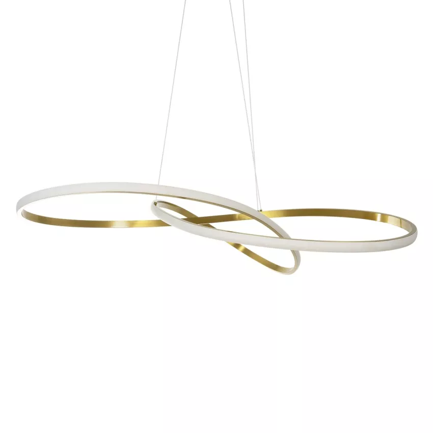 GLOBOSTAR® DEXTER  Μοντέρνο Κρεμαστό Φωτιστικό Οροφής LED 120W 13440lm 300° AC 220-240V IP20 Ρυθμιζόμενο Λευκό CCT με Χειριστήριο από 2700K έως 6000K Dimmable - Lumileds SMD Chip - Χρυσό Βούρτσας - Μ103 x Π103 x Υ30cm