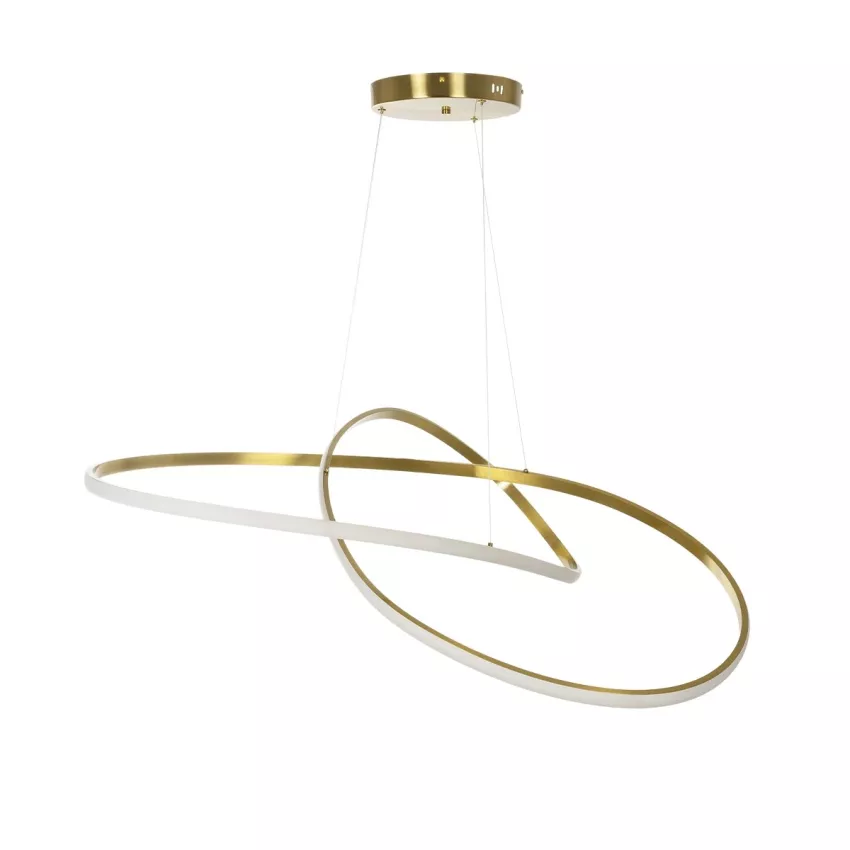 GLOBOSTAR® DEXTER  Μοντέρνο Κρεμαστό Φωτιστικό Οροφής LED 120W 13440lm 300° AC 220-240V IP20 Ρυθμιζόμενο Λευκό CCT με Χειριστήριο από 2700K έως 6000K Dimmable - Lumileds SMD Chip - Χρυσό Βούρτσας - Μ103 x Π103 x Υ30cm