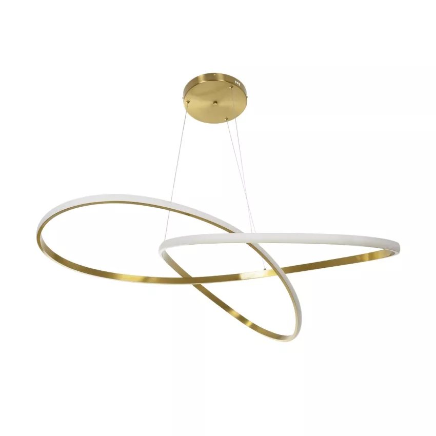 GLOBOSTAR® DEXTER  Μοντέρνο Κρεμαστό Φωτιστικό Οροφής LED 120W 13440lm 300° AC 220-240V IP20 Ρυθμιζόμενο Λευκό CCT με Χειριστήριο από 2700K έως 6000K Dimmable - Lumileds SMD Chip - Χρυσό Βούρτσας - Μ103 x Π103 x Υ30cm