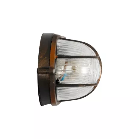 GLOBOSTAR® BOATLIGHT  Vintage Φωτιστικό Καραβοχελώνα Τοίχου & Οροφής με Ντουί 1 x E27 AC 220-240V Αδιάβροχο IP65 - Χάλκινο Παλαιωμένο Εφέ Σκουριάς Ματ - Μ21 x Π10.4 x Υ9cm