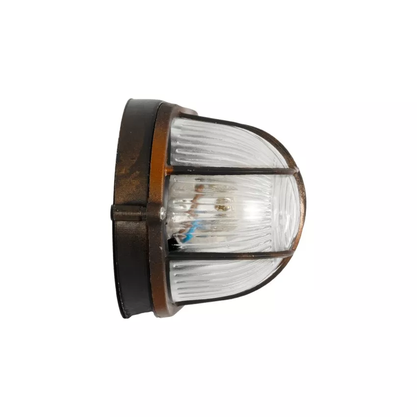 GLOBOSTAR® BOATLIGHT  Vintage Φωτιστικό Καραβοχελώνα Τοίχου & Οροφής με Ντουί 1 x E27 AC 220-240V Αδιάβροχο IP65 - Χάλκινο Παλαιωμένο Εφέ Σκουριάς Ματ - Μ21 x Π10.4 x Υ9cm