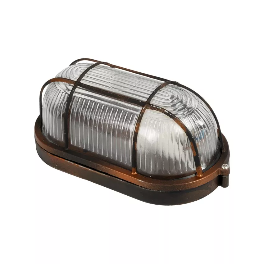 GLOBOSTAR® BOATLIGHT  Vintage Φωτιστικό Καραβοχελώνα Τοίχου & Οροφής με Ντουί 1 x E27 AC 220-240V Αδιάβροχο IP65 - Χάλκινο Παλαιωμένο Εφέ Σκουριάς Ματ - Μ21 x Π10.4 x Υ9cm
