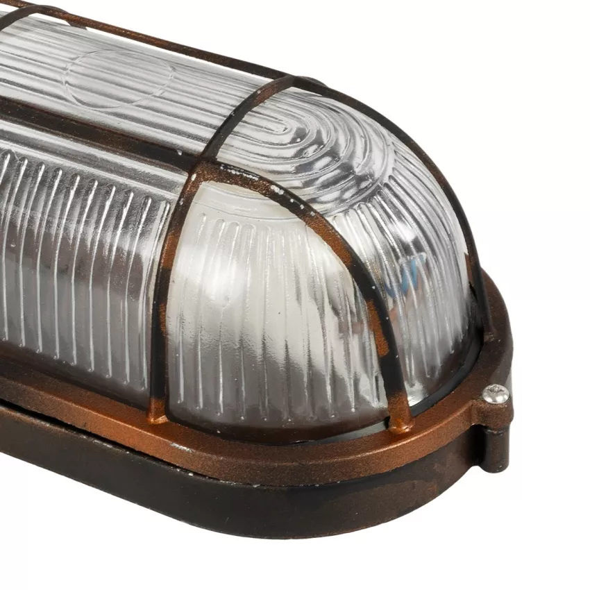 GLOBOSTAR® BOATLIGHT  Vintage Φωτιστικό Καραβοχελώνα Τοίχου & Οροφής με Ντουί 1 x E27 AC 220-240V Αδιάβροχο IP65 - Χάλκινο Παλαιωμένο Εφέ Σκουριάς Ματ - Μ21 x Π10.4 x Υ9cm