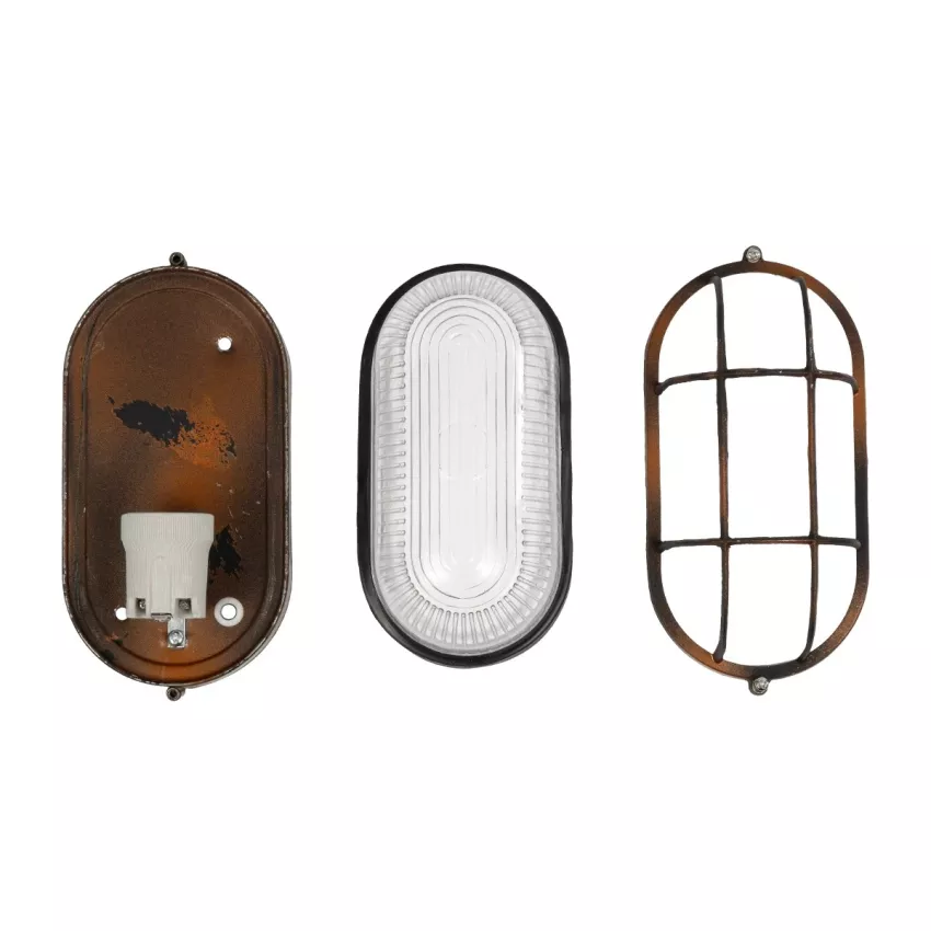 GLOBOSTAR® BOATLIGHT  Vintage Φωτιστικό Καραβοχελώνα Τοίχου & Οροφής με Ντουί 1 x E27 AC 220-240V Αδιάβροχο IP65 - Χάλκινο Παλαιωμένο Εφέ Σκουριάς Ματ - Μ21 x Π10.4 x Υ9cm