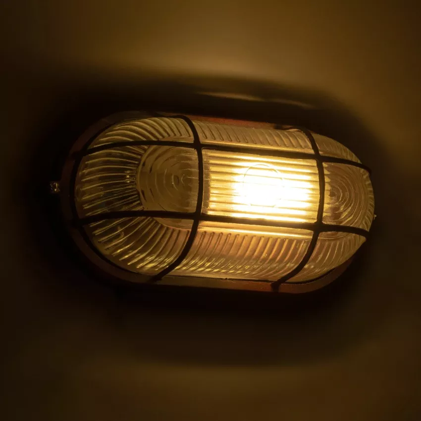 GLOBOSTAR® BOATLIGHT  Vintage Φωτιστικό Καραβοχελώνα Τοίχου & Οροφής με Ντουί 1 x E27 AC 220-240V Αδιάβροχο IP65 - Χάλκινο Παλαιωμένο Εφέ Σκουριάς Ματ - Μ21 x Π10.4 x Υ9cm