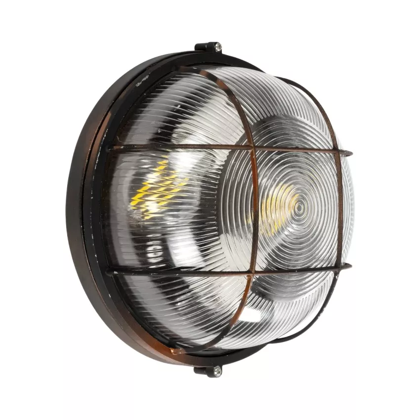 GLOBOSTAR® BOATLIGHT  Vintage Φωτιστικό Καραβοχελώνα Τοίχου & Οροφής με Ντουί 2 x E27 AC 220-240V Αδιάβροχο IP65 - Χάλκινο Παλαιωμένο Εφέ Σκουριάς Ματ - Μ24 x Π24 x Υ11cm