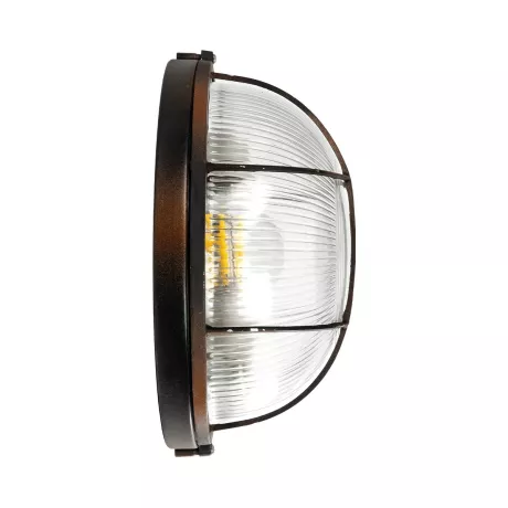 GLOBOSTAR® BOATLIGHT  Vintage Φωτιστικό Καραβοχελώνα Τοίχου & Οροφής με Ντουί 2 x E27 AC 220-240V Αδιάβροχο IP65 - Χάλκινο Παλαιωμένο Εφέ Σκουριάς Ματ - Μ24 x Π24 x Υ11cm