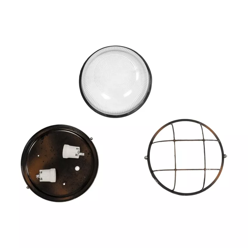 GLOBOSTAR® BOATLIGHT  Vintage Φωτιστικό Καραβοχελώνα Τοίχου & Οροφής με Ντουί 2 x E27 AC 220-240V Αδιάβροχο IP65 - Χάλκινο Παλαιωμένο Εφέ Σκουριάς Ματ - Μ24 x Π24 x Υ11cm