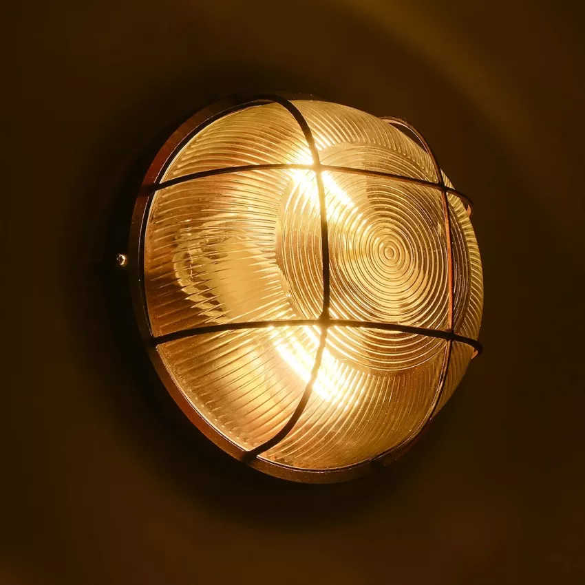 GLOBOSTAR® BOATLIGHT  Vintage Φωτιστικό Καραβοχελώνα Τοίχου & Οροφής με Ντουί 2 x E27 AC 220-240V Αδιάβροχο IP65 - Χάλκινο Παλαιωμένο Εφέ Σκουριάς Ματ - Μ24 x Π24 x Υ11cm
