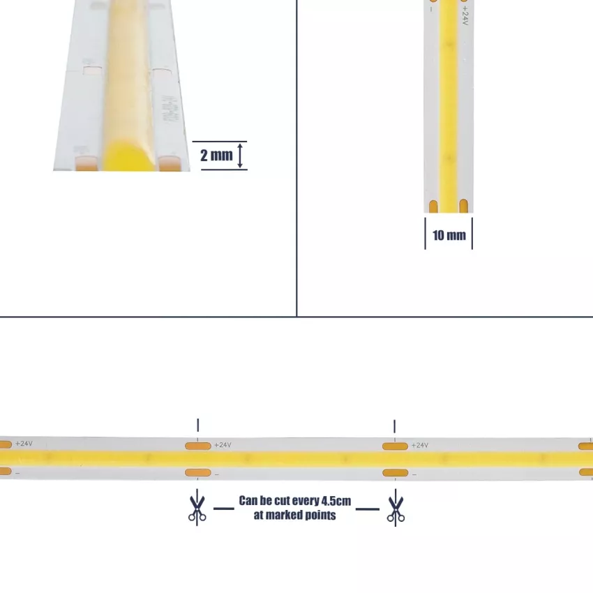 GLOBOSTAR® BEE  Ταινία LED 10W/m 1100lm/m 120° DC 24V IP20 528 x COB Chip/m Ψυχρό Λευκό 6000K Dimmable - Μ500 x Π1 x Υ0.2cm - Ρολό 5 Μέτρων