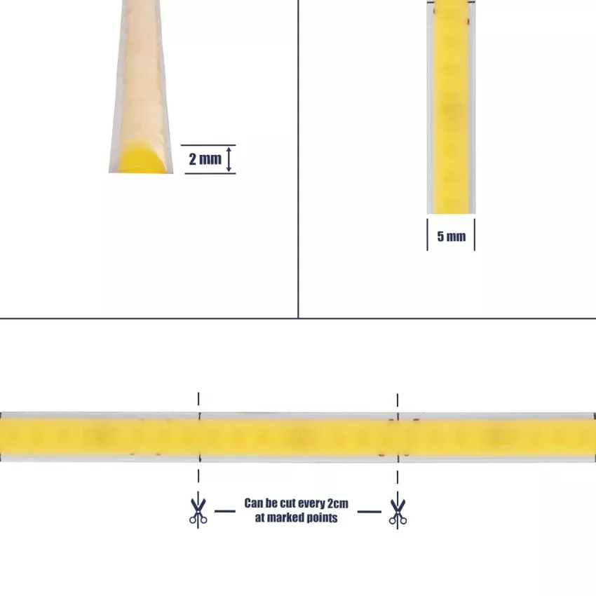 GLOBOSTAR® BEE  Ταινία LED 9W/m 990lm/m 120° DC 24V IP20 384 x COB Chip/m Ψυχρό Λευκό 6000K Dimmable - Μ500 x Π0.5 x Υ0.2cm - Ρολό 5 Μέτρων