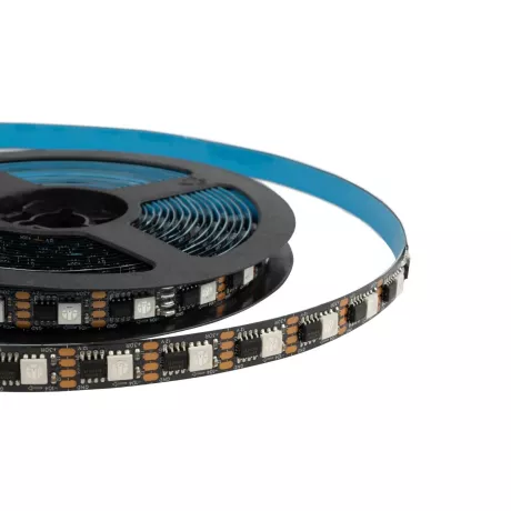Digital Pixel Addressable Strip 4 PIN - Ψηφιακή Ταινία LED SMD 5050 14W/m 60LED/m 60PIXEL/m SPI/TTL Protocol IC TM1812 1152lm/m 120° DC 12V IP20 RGB - Μαύρο Σώμα - Μ5000 x Π10 x Υ2mm - Συσκευασία 5 Μέτρων