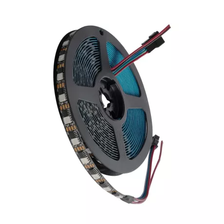 Digital Pixel Addressable Strip 4 PIN - Ψηφιακή Ταινία LED SMD 5050 14W/m 60LED/m 60PIXEL/m SPI/TTL Protocol IC TM1812 1152lm/m 120° DC 12V IP20 RGB - Μαύρο Σώμα - Μ5000 x Π10 x Υ2mm - Συσκευασία 5 Μέτρων