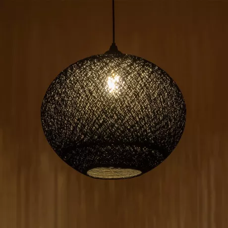GLOBOSTAR® SOLEI  Boho Κρεμαστό Φωτιστικό Οροφής με Ντουί 1 x E27 AC 220-240V IP20 - Μαύρο - M40 x Π40 x Υ45cm