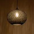 GLOBOSTAR® SOLEI  Boho Κρεμαστό Φωτιστικό Οροφής με Ντουί 1 x E27 AC 220-240V IP20 - Μαύρο - M30 x Π30 x Υ35cm