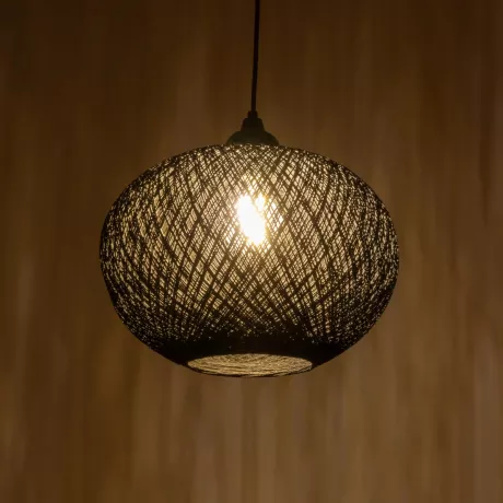 GLOBOSTAR® SOLEI  Boho Κρεμαστό Φωτιστικό Οροφής με Ντουί 1 x E27 AC 220-240V IP20 - Μαύρο - M30 x Π30 x Υ35cm
