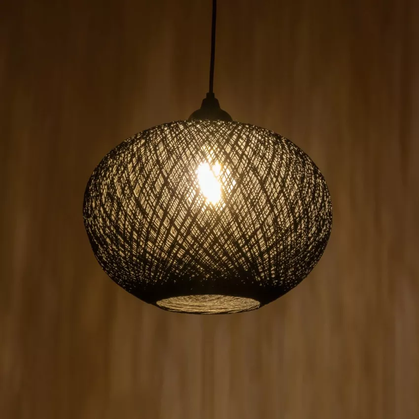 GLOBOSTAR® SOLEI  Boho Κρεμαστό Φωτιστικό Οροφής με Ντουί 1 x E27 AC 220-240V IP20 - Μαύρο - M30 x Π30 x Υ35cm