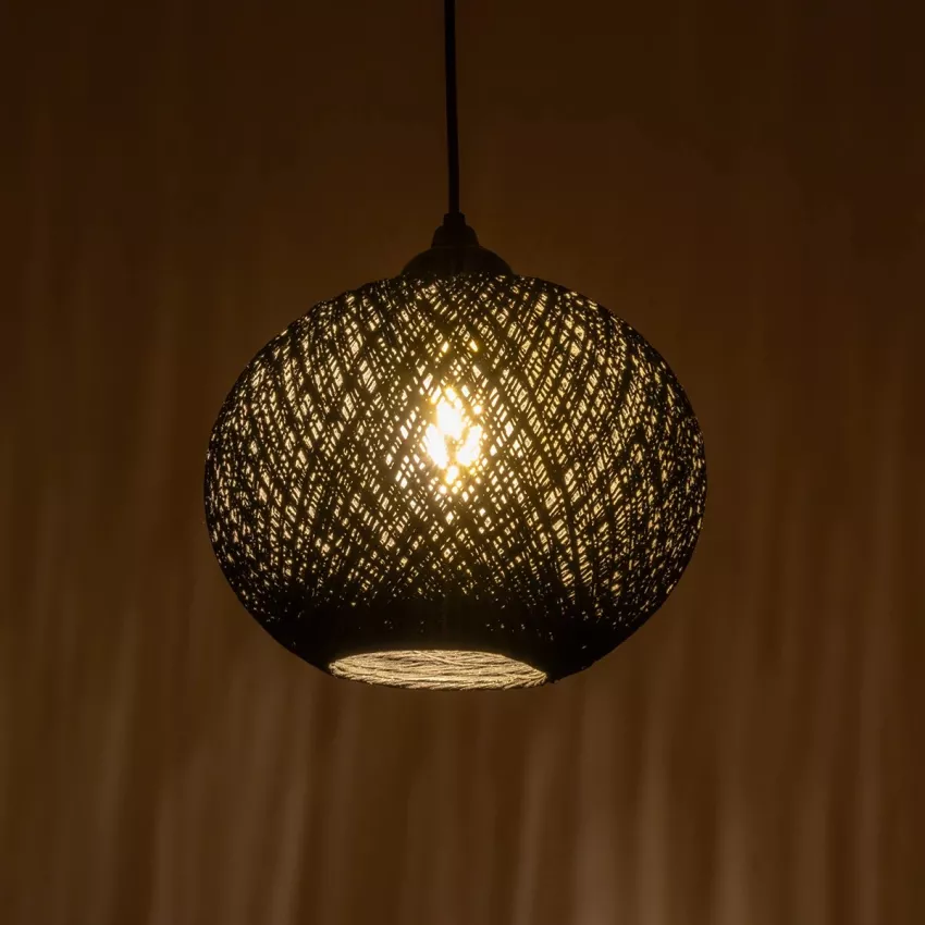 GLOBOSTAR® SOLEI  Boho Κρεμαστό Φωτιστικό Οροφής με Ντουί 1 x E27 AC 220-240V IP20 - Μαύρο - M20 x Π20 x Υ25cm