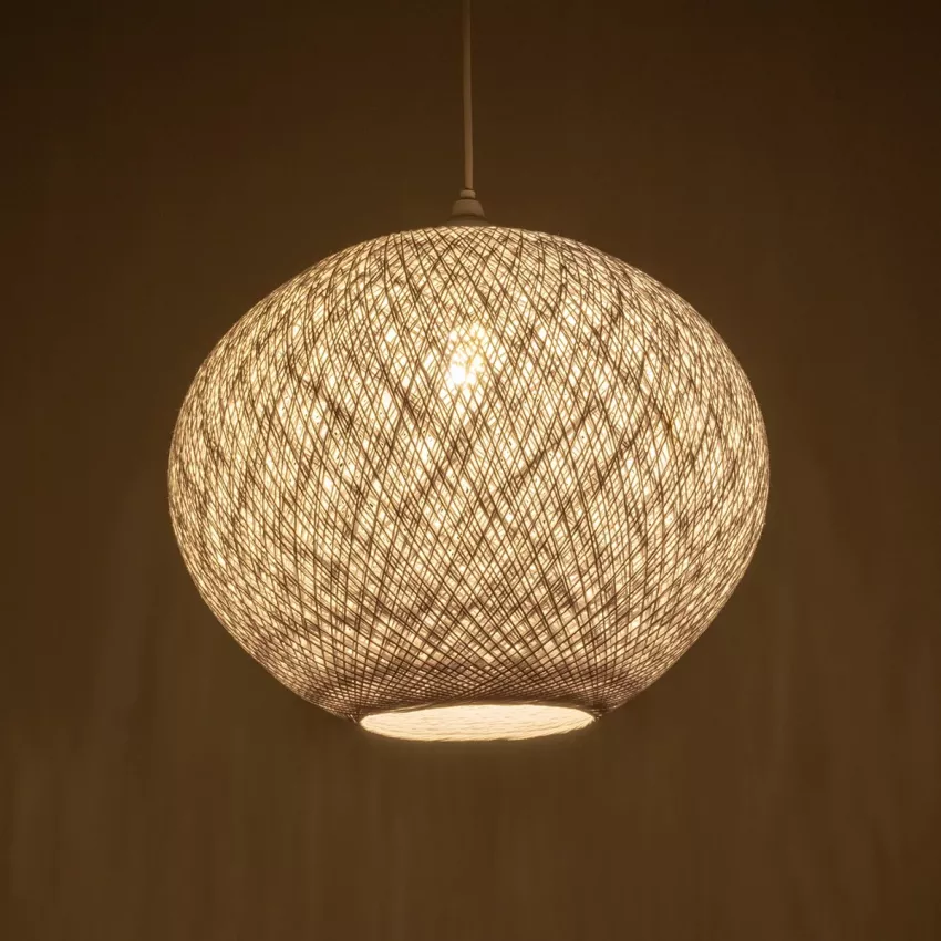 GLOBOSTAR® SOLEI  Boho Κρεμαστό Φωτιστικό Οροφής με Ντουί 1 x E27 AC 220-240V IP20 - Λευκό - M40 x Π40 x Υ45cm