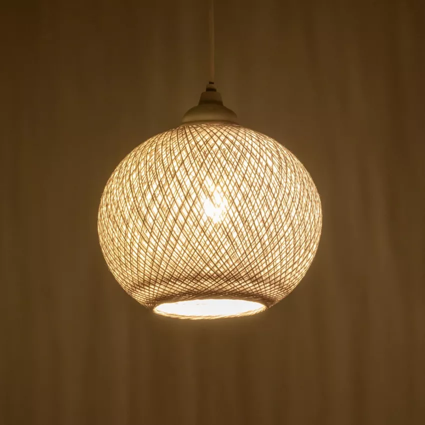 GLOBOSTAR® SOLEI  Boho Κρεμαστό Φωτιστικό Οροφής με Ντουί 1 x E27 AC 220-240V IP20 - Λευκό - M20 x Π20 x Υ25cm