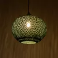 GLOBOSTAR® SOLEI  Boho Κρεμαστό Φωτιστικό Οροφής με Ντουί 1 x E27 AC 220-240V IP20 - Πράσινο - M30 x Π30 x Υ35cm