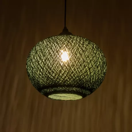 GLOBOSTAR® SOLEI  Boho Κρεμαστό Φωτιστικό Οροφής με Ντουί 1 x E27 AC 220-240V IP20 - Πράσινο - M30 x Π30 x Υ35cm