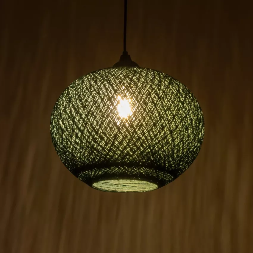 GLOBOSTAR® SOLEI  Boho Κρεμαστό Φωτιστικό Οροφής με Ντουί 1 x E27 AC 220-240V IP20 - Πράσινο - M30 x Π30 x Υ35cm