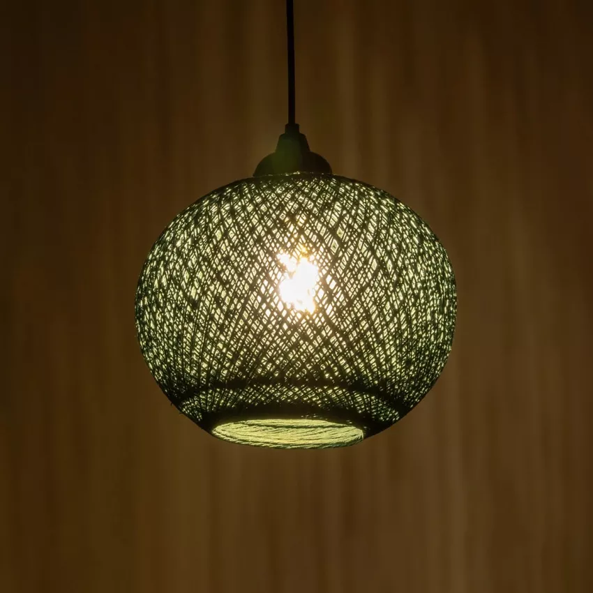 GLOBOSTAR® SOLEI  Boho Κρεμαστό Φωτιστικό Οροφής με Ντουί 1 x E27 AC 220-240V IP20 - Πράσινο - M20 x Π20 x Υ25cm