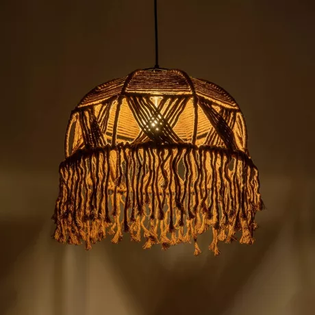 GLOBOSTAR® TONA  Boho Κρεμαστό Φωτιστικό Οροφής με Ντουί 1 x E27 AC 220-240V IP20 - Μπεζ - M40 x Π40 x Υ38cm