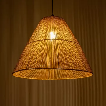 GLOBOSTAR® HUTT  Boho Κρεμαστό Φωτιστικό Οροφής με Ντουί 1 x E27 AC 220-240V IP20 - Μπεζ - M50 x Π50 x Υ40cm