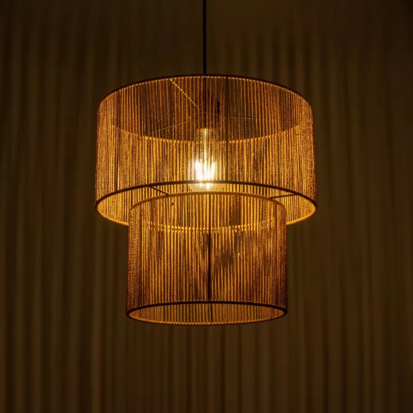 GLOBOSTAR® ROXXI  Boho Κρεμαστό Φωτιστικό Οροφής με Ντουί 1 x E27 AC 220-240V IP20 - Μπεζ - M35 x Π35 x Υ37cm