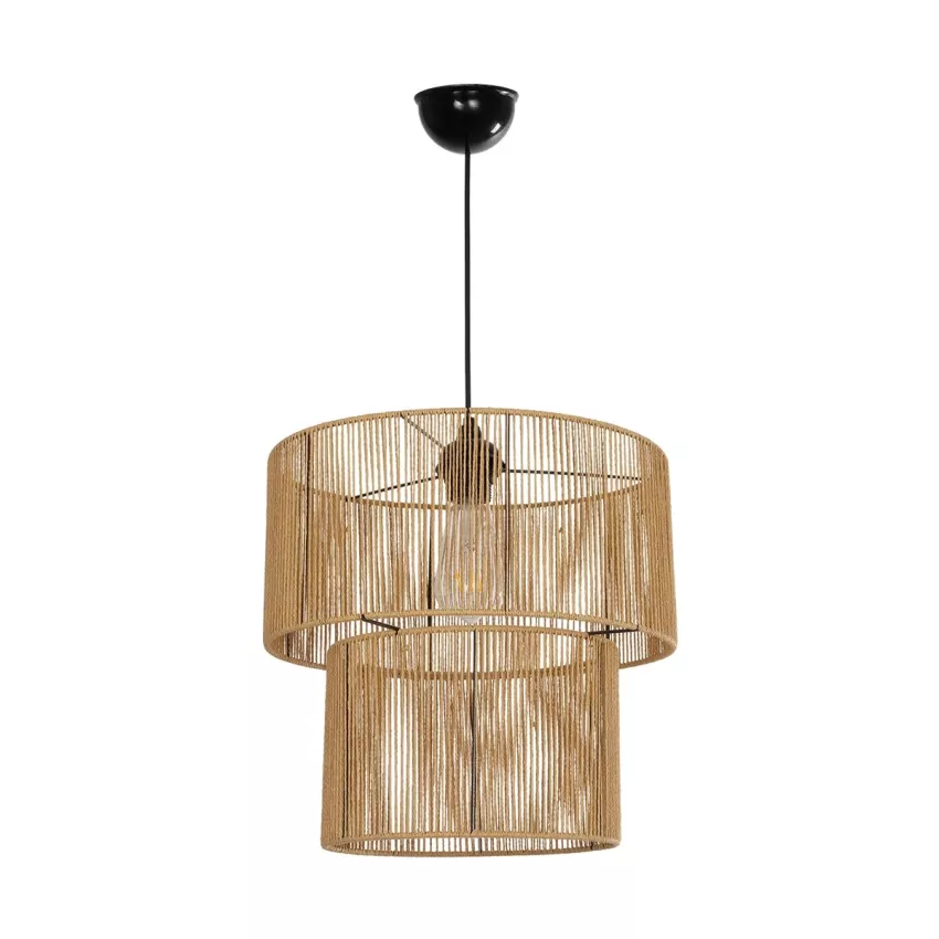 GLOBOSTAR® ROXXI  Boho Κρεμαστό Φωτιστικό Οροφής με Ντουί 1 x E27 AC 220-240V IP20 - Μπεζ - M35 x Π35 x Υ37cm