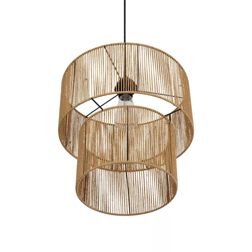 GLOBOSTAR® ROXXI  Boho Κρεμαστό Φωτιστικό Οροφής με Ντουί 1 x E27 AC 220-240V IP20 - Μπεζ - M35 x Π35 x Υ37cm