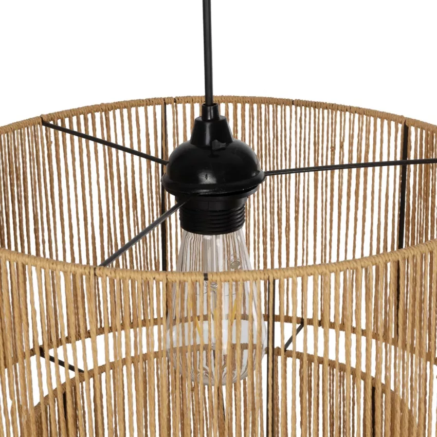 GLOBOSTAR® ROXXI  Boho Κρεμαστό Φωτιστικό Οροφής με Ντουί 1 x E27 AC 220-240V IP20 - Μπεζ - M35 x Π35 x Υ37cm