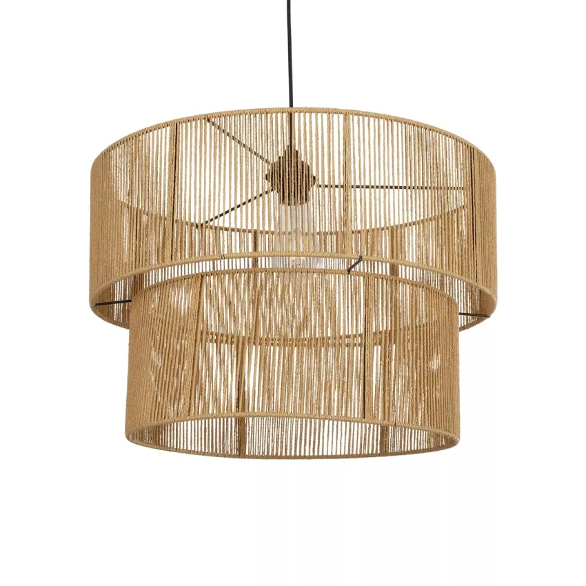 GLOBOSTAR® ROXXI  Boho Κρεμαστό Φωτιστικό Οροφής με Ντουί 1 x E27 AC 220-240V IP20 - Μπεζ - M50 x Π50 x Υ36cm