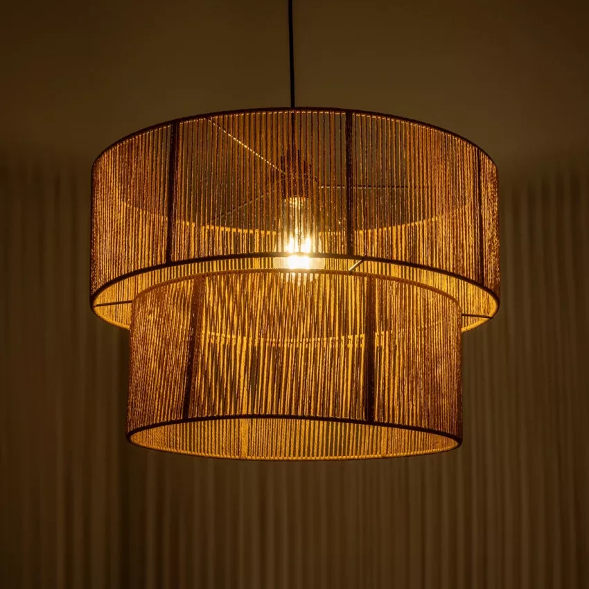 GLOBOSTAR® ROXXI  Boho Κρεμαστό Φωτιστικό Οροφής με Ντουί 1 x E27 AC 220-240V IP20 - Μπεζ - M50 x Π50 x Υ36cm