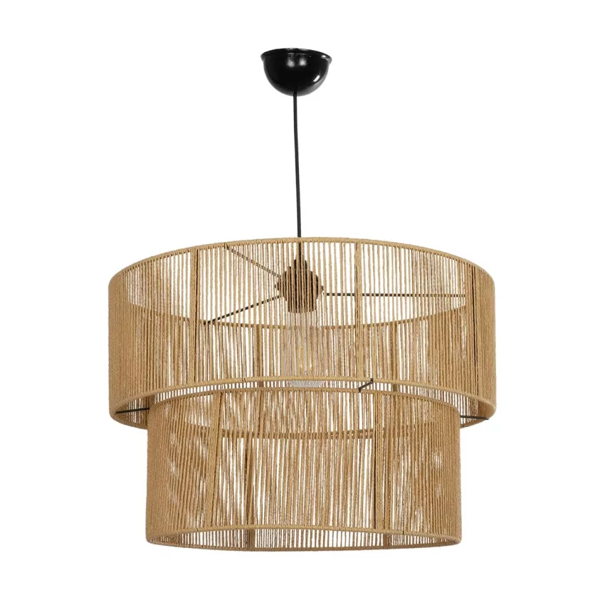 GLOBOSTAR® ROXXI  Boho Κρεμαστό Φωτιστικό Οροφής με Ντουί 1 x E27 AC 220-240V IP20 - Μπεζ - M50 x Π50 x Υ36cm