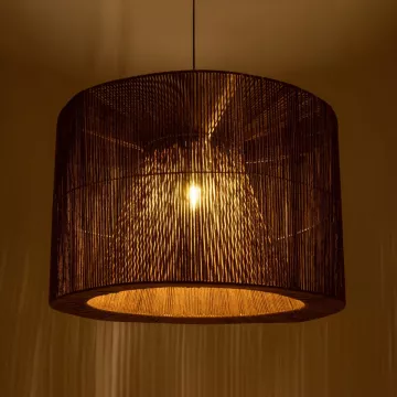 GLOBOSTAR® ZYLINDER  Boho Κρεμαστό Φωτιστικό Οροφής με Ντουί 1 x E27 AC 220-240V IP20 - Καφέ - M80 x Π80 x Υ51cm