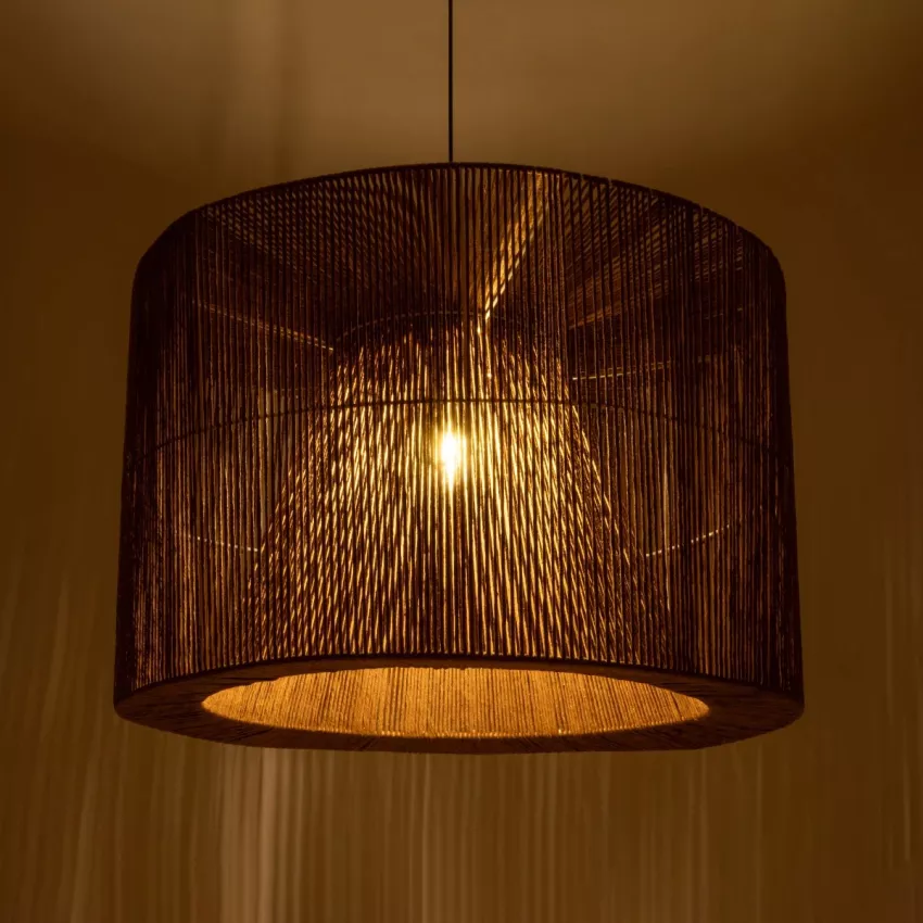 GLOBOSTAR® ZYLINDER  Boho Κρεμαστό Φωτιστικό Οροφής με Ντουί 1 x E27 AC 220-240V IP20 - Καφέ - M80 x Π80 x Υ51cm