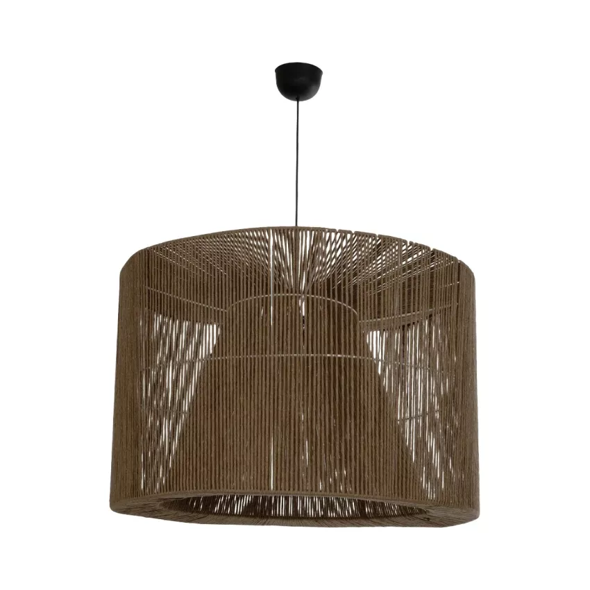 GLOBOSTAR® ZYLINDER  Boho Κρεμαστό Φωτιστικό Οροφής με Ντουί 1 x E27 AC 220-240V IP20 - Καφέ - M80 x Π80 x Υ51cm