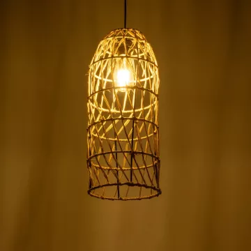 GLOBOSTAR® NETI  Boho Κρεμαστό Φωτιστικό Οροφής με Ντουί 1 x E27 AC 220-240V IP20 - Μπεζ - M20 x Π20 x Υ49cm