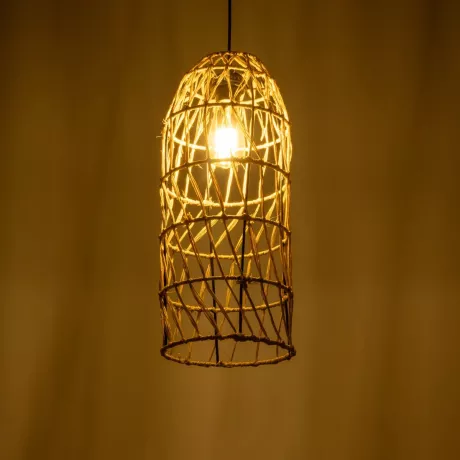 GLOBOSTAR® NETI  Boho Κρεμαστό Φωτιστικό Οροφής με Ντουί 1 x E27 AC 220-240V IP20 - Μπεζ - M20 x Π20 x Υ49cm