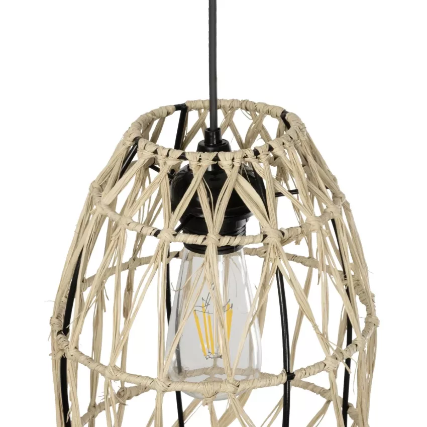 GLOBOSTAR® NETI  Boho Κρεμαστό Φωτιστικό Οροφής με Ντουί 1 x E27 AC 220-240V IP20 - Μπεζ - M20 x Π20 x Υ49cm