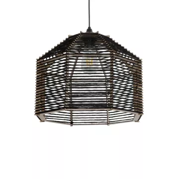 GLOBOSTAR® VORK  Boho Κρεμαστό Φωτιστικό Οροφής με Ντουί 1 x E27 AC 220-240V IP20 - Μαύρο - M40 x Π40 x Υ36cm