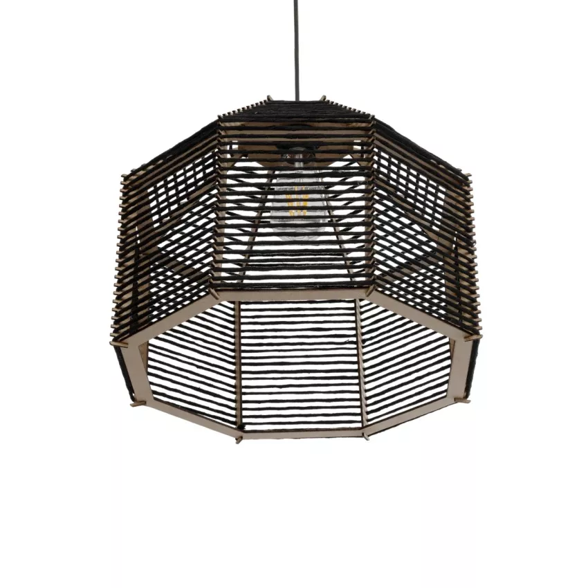 GLOBOSTAR® VORK  Boho Κρεμαστό Φωτιστικό Οροφής με Ντουί 1 x E27 AC 220-240V IP20 - Μαύρο - M40 x Π40 x Υ36cm